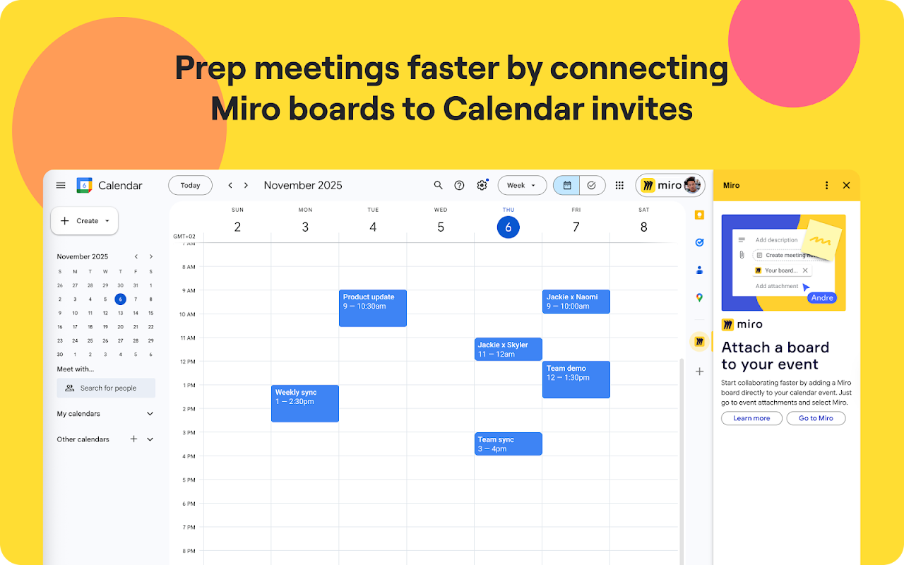 Miro for Google Calendar Illustration #1